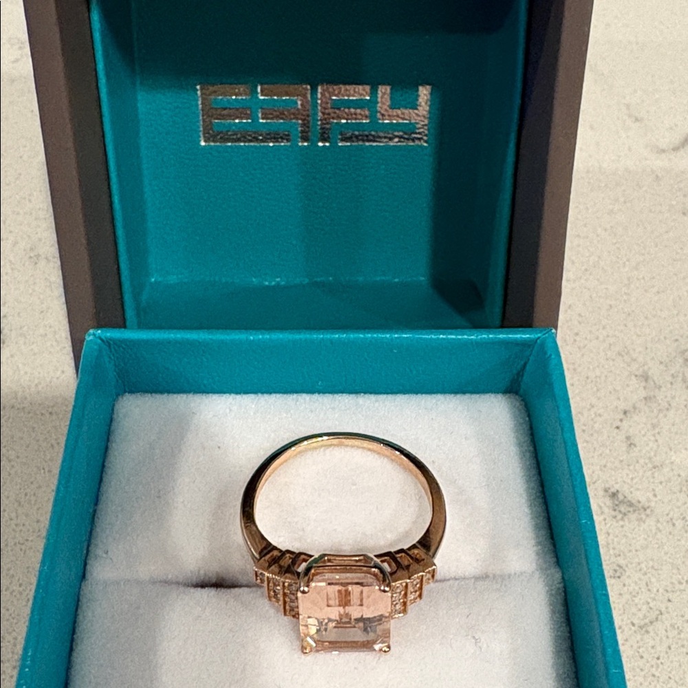 Effy 14K Rose Gold Morganite & Diamond Ring - Picture 3 of 9